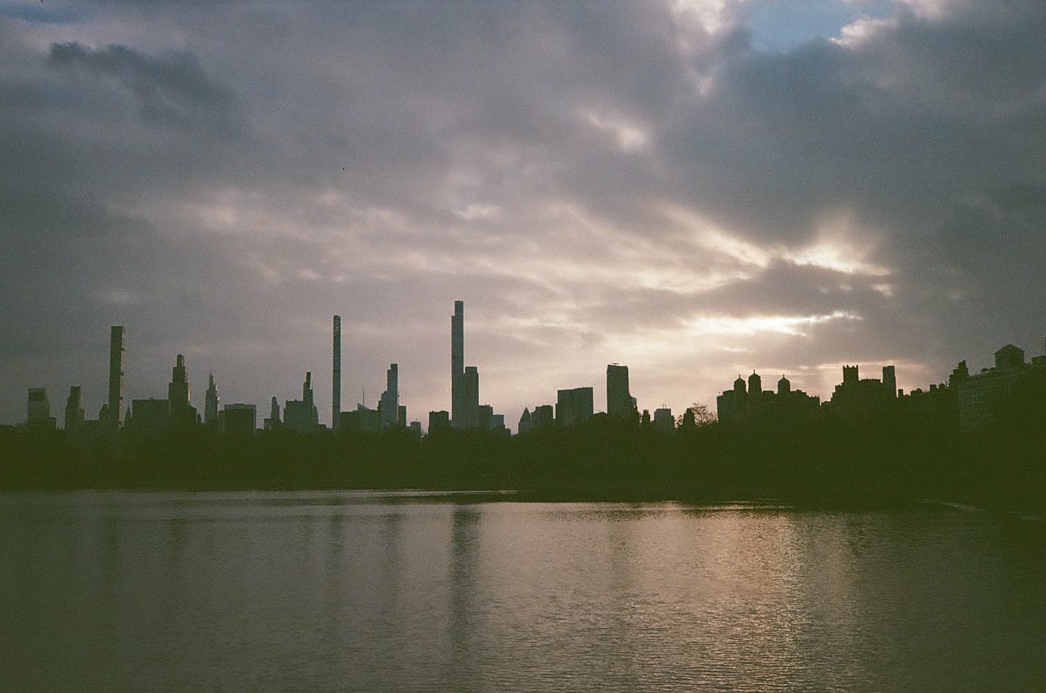 New York skyline seen from New Jersey on film